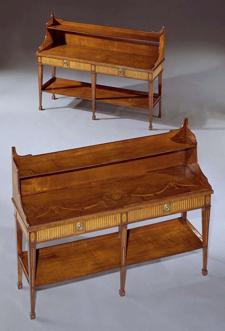 A PAIR OF GEORGE III HAREWOOD SIDE TABLES